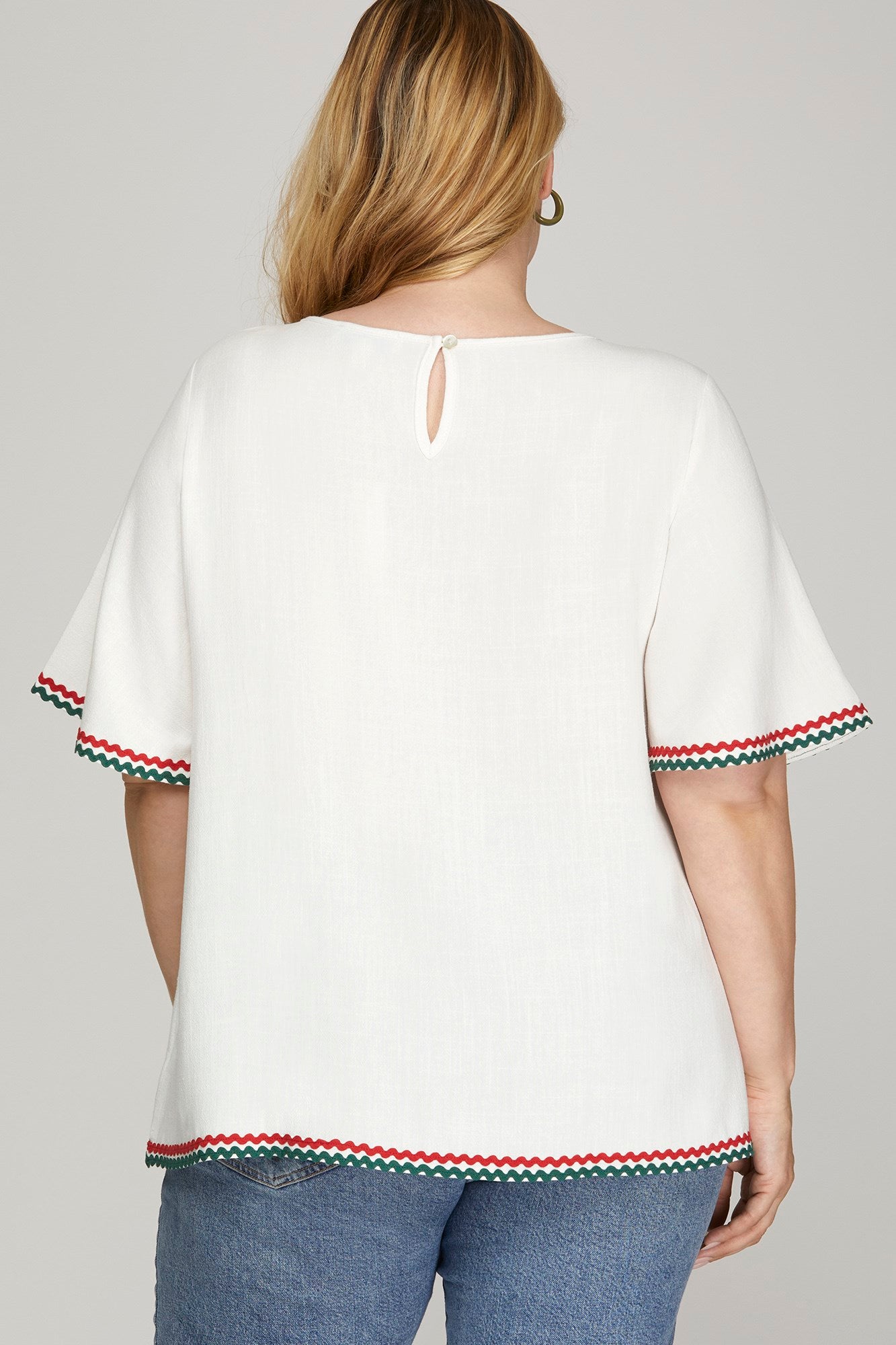 Plus White Ric Rac Blouse