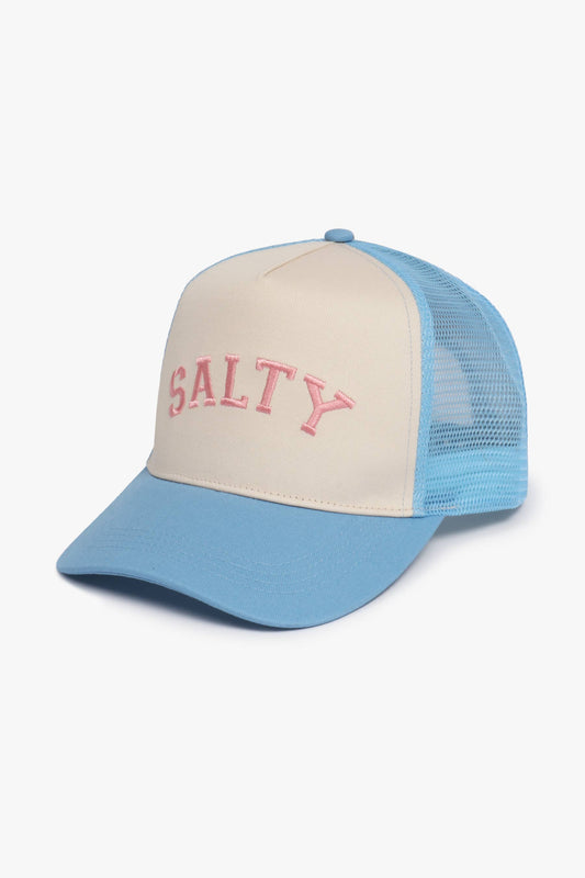 SALTY embroidery Mesh back Trucker hat: LT BLUE