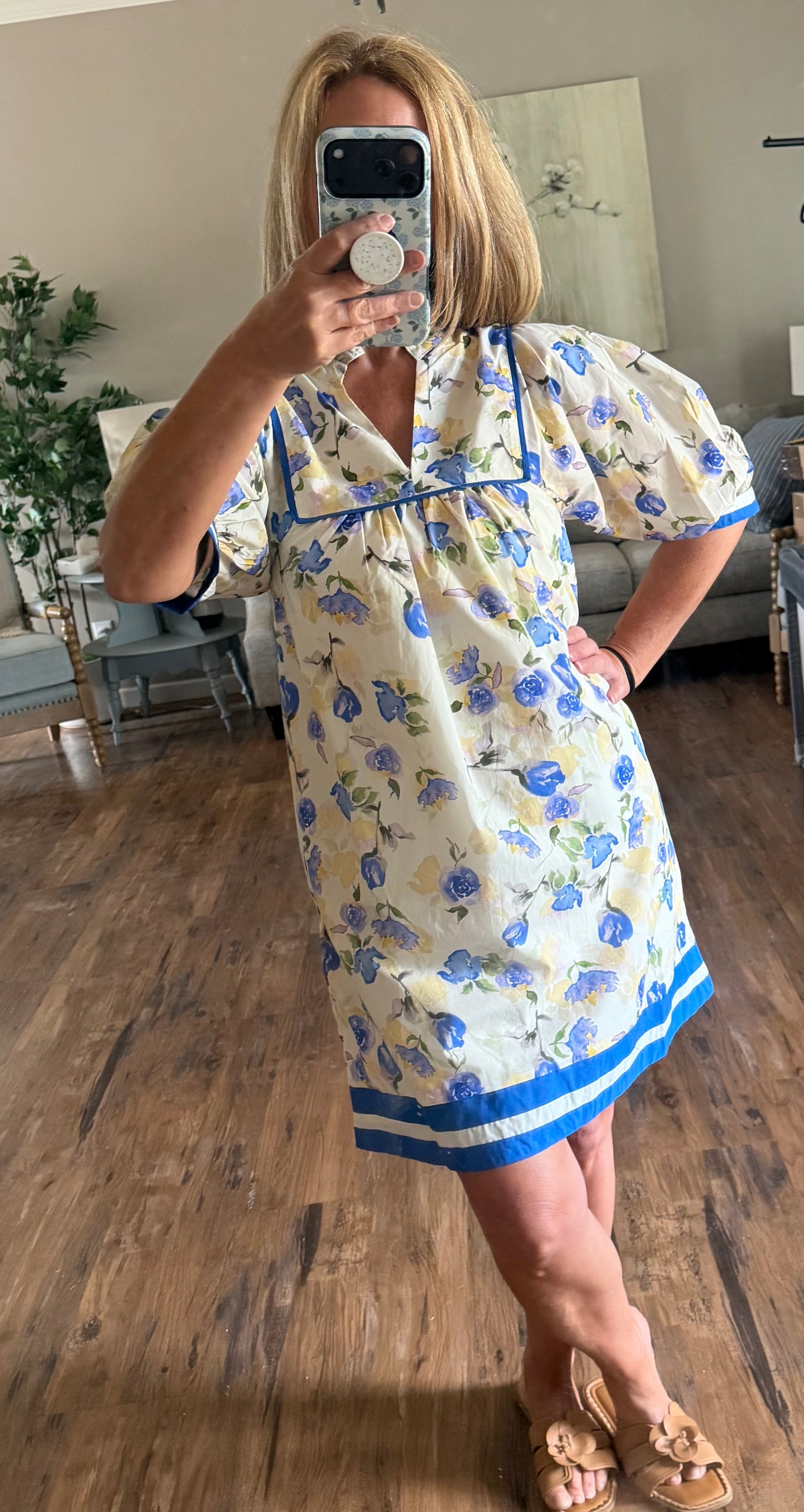 Blue Floral Mini Dress