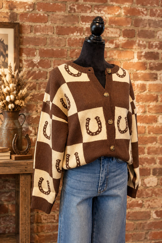 Checkered Horseshoe Sweater