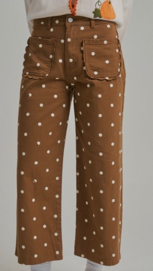 Polka Dot Scalloped Pants