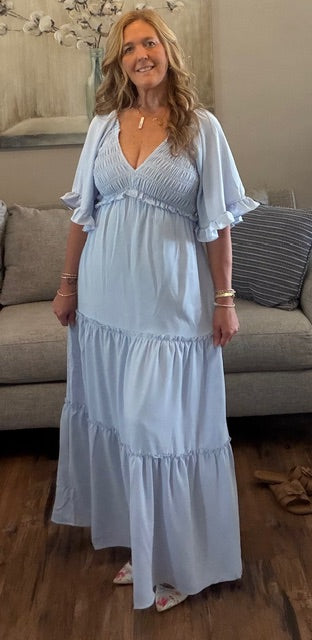 Blue Tiered Maxi Dress
