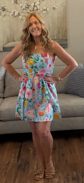 Floral Bow Back Mini Dress