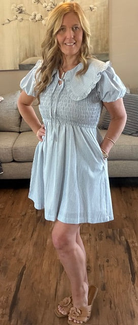 Blue Stripe Mini Dress