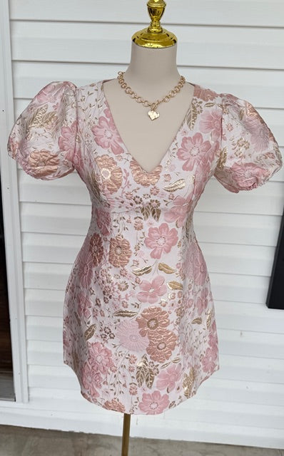 Floral Jacquard Mini Dress