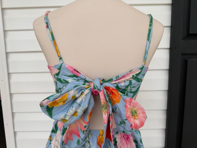Floral Bow Back Mini Dress