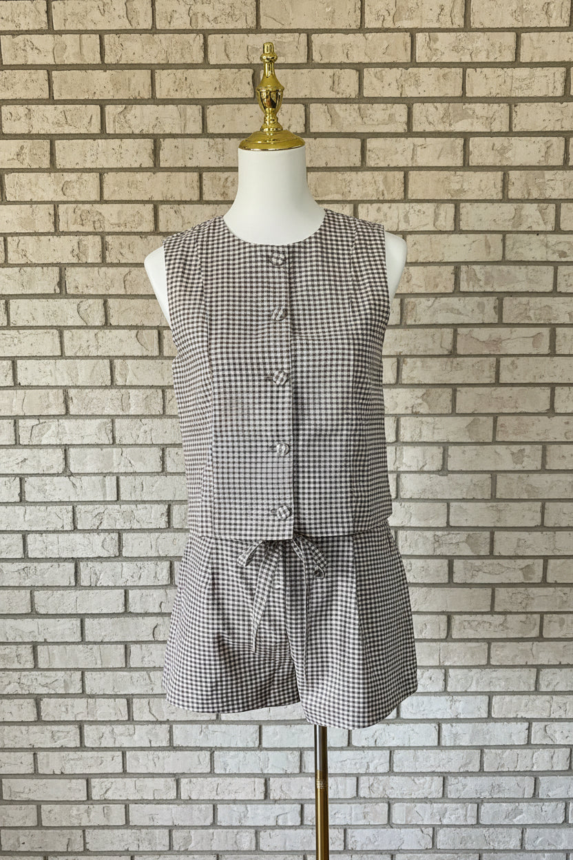 Brown Gingham Set