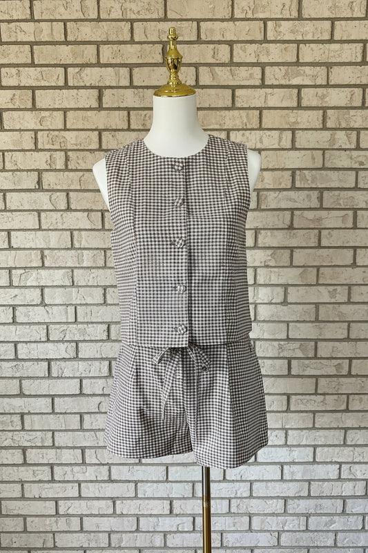 Brown Gingham Set