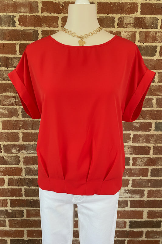 Red Boat Neck Blouse