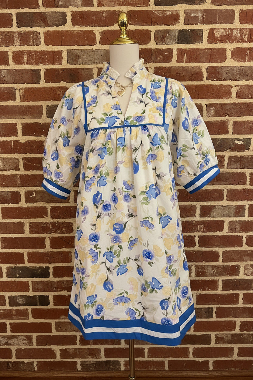 Blue Floral Mini Dress