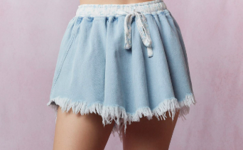 Denim Frayed Skort