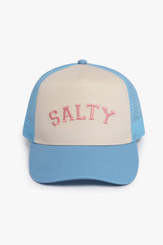 SALTY embroidery Mesh back Trucker hat: LT BLUE