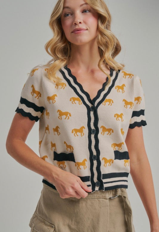 Horse Print Cardigan