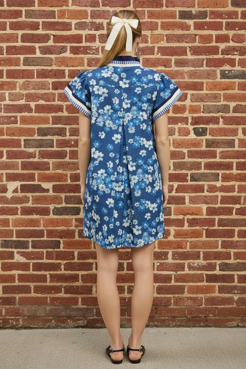 Blue Floral Mini Dress