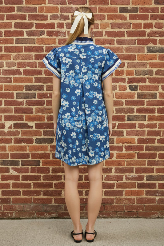 Blue Floral Mini Dress