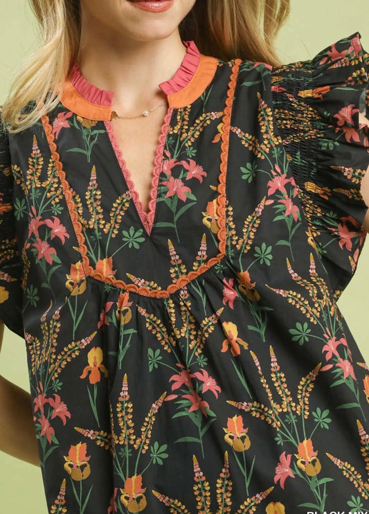 Black Floral Mini Dress