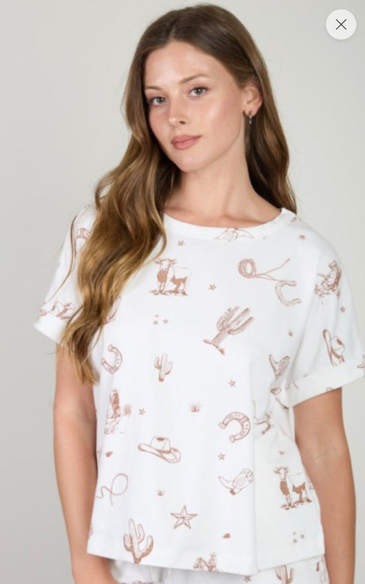 Western Print Top