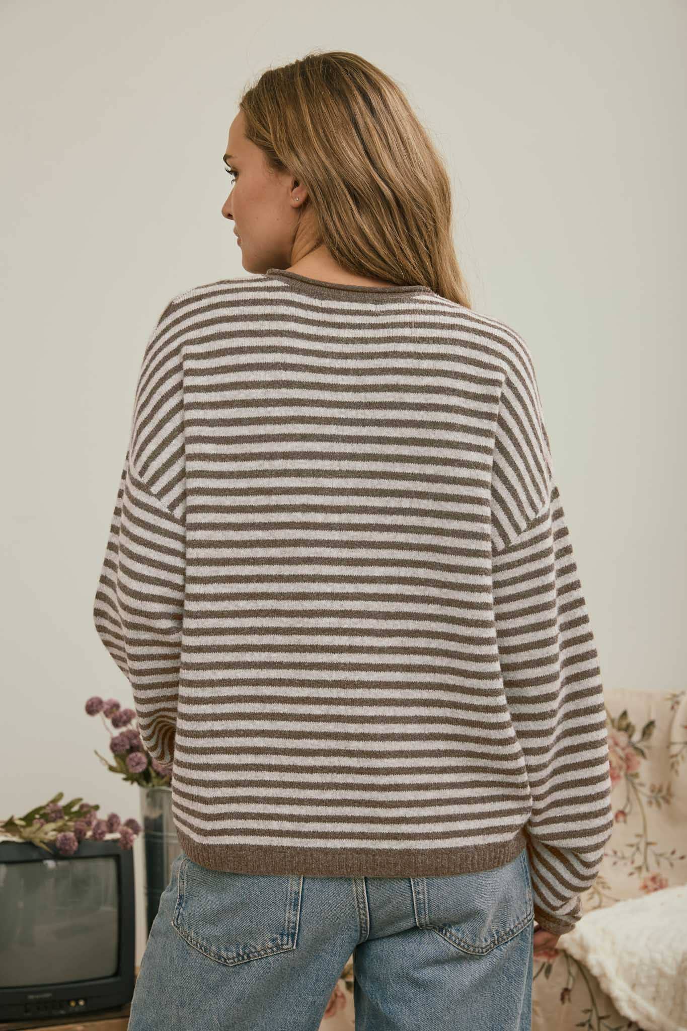HENLEY DROP SHOULDER SWEATER