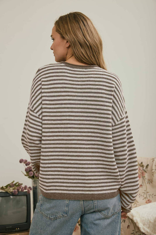 HENLEY DROP SHOULDER SWEATER