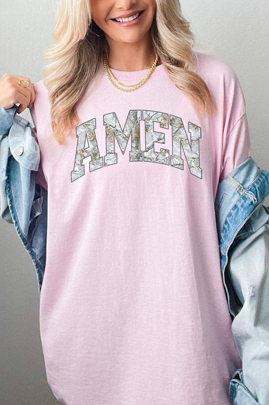 Amen Camo Wood Graphic Heavy Cotton Tee