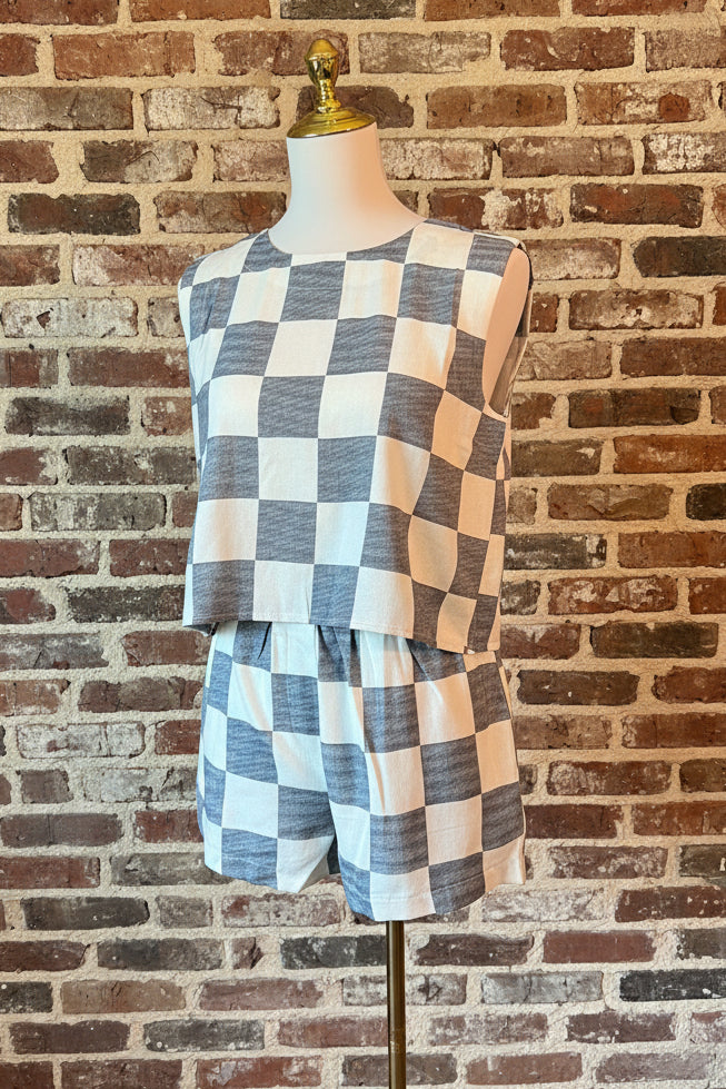 Navy Checkered Set