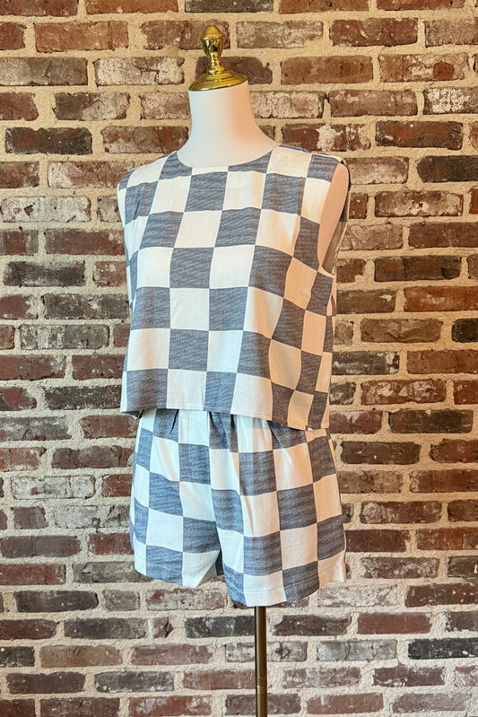 Navy Checkered Set