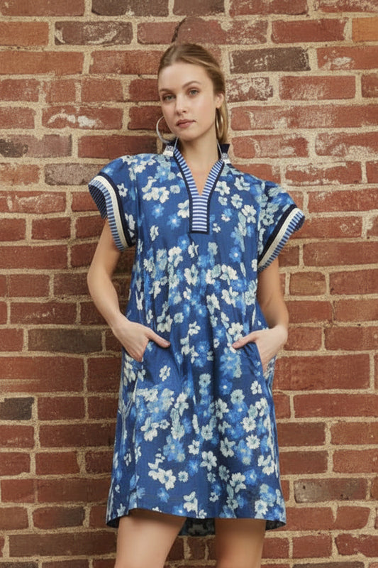 Blue Floral Mini Dress