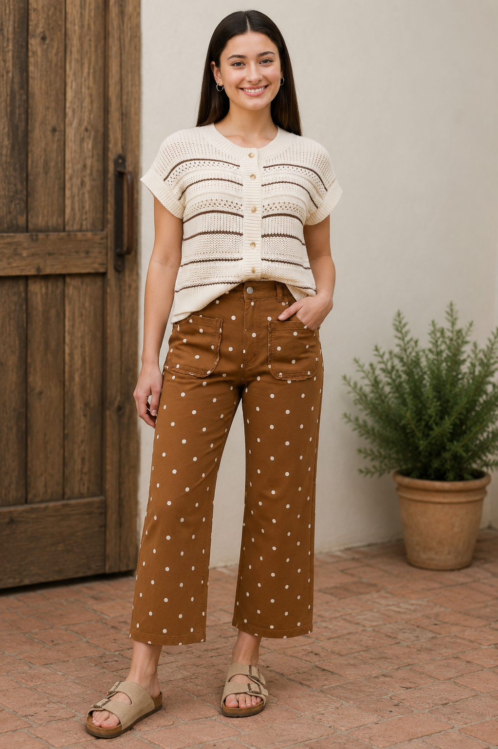 Polka Dot Scalloped Pants