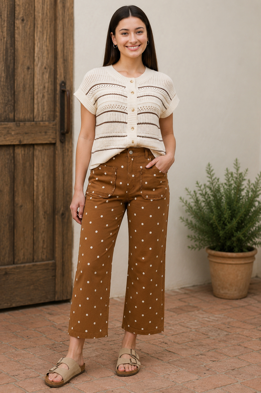 Polka Dot Scalloped Pants