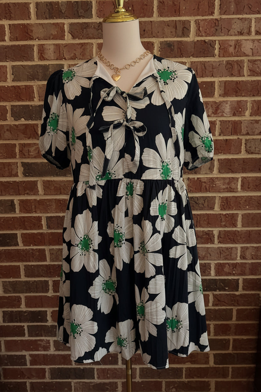 Navy Floral Mini Dress