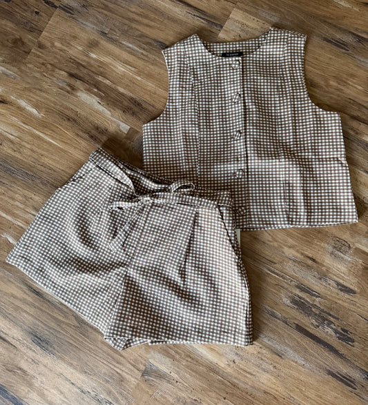 Brown Gingham Set