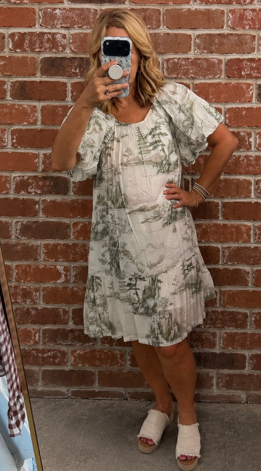 Sage Toile Mini Dress