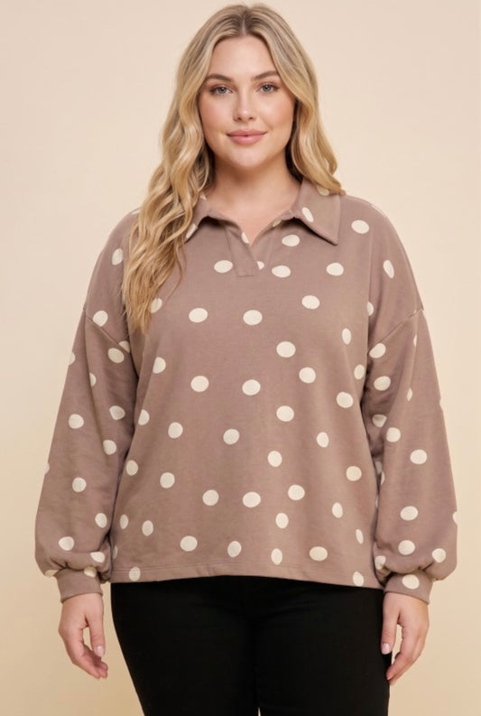 Plus Polka Dot Knit Top