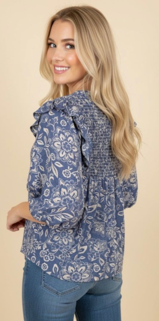 Floral Smocked Blouse