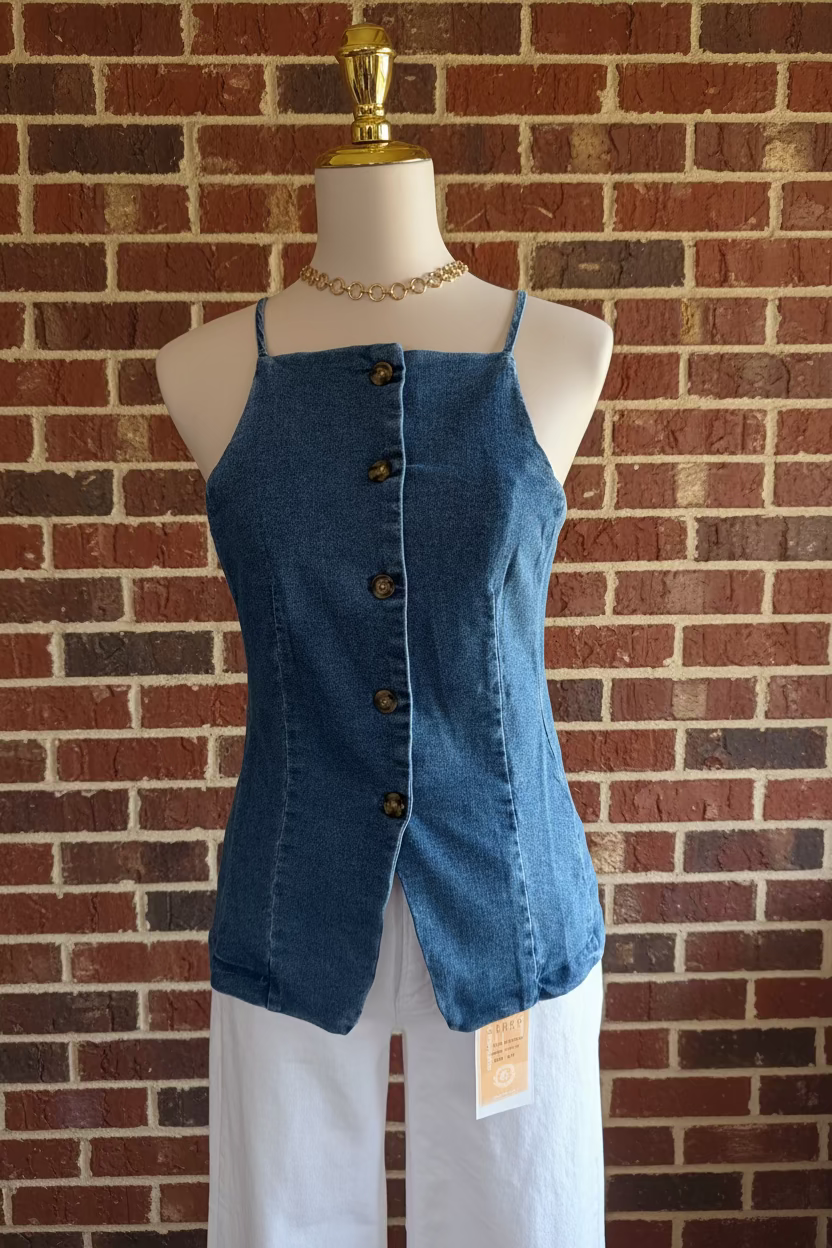 Stretch Denim Vest Top