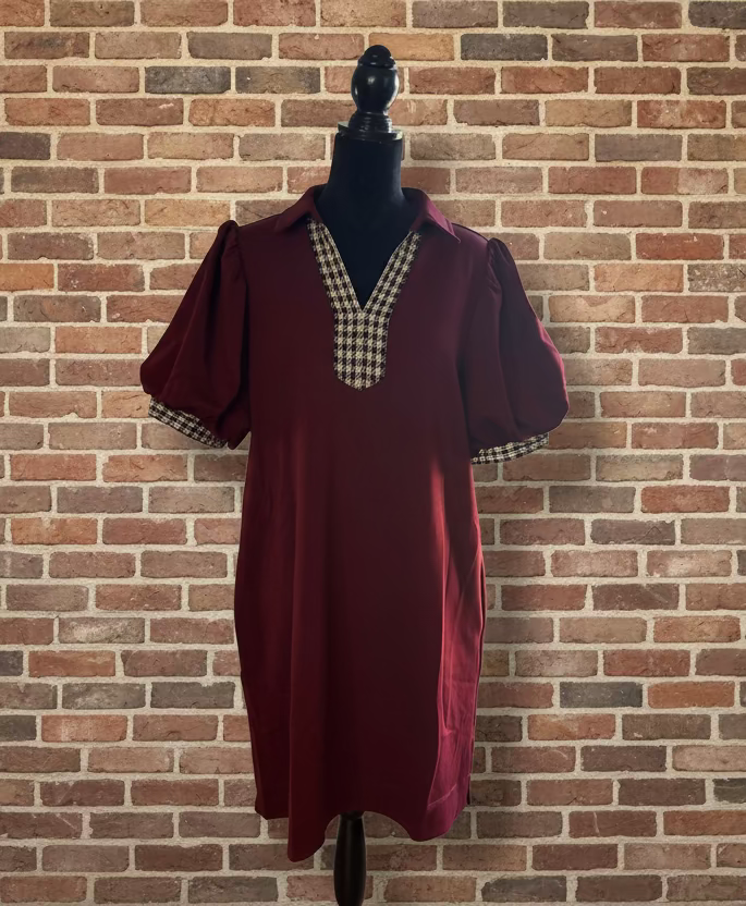 Plus Puff Sleeve Shift Dress