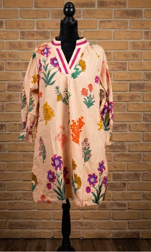 Tan Floral Dress
