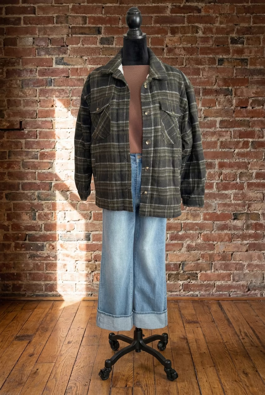 Flannel Sherpa Lined Shacket