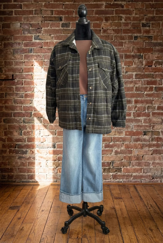 Flannel Sherpa Lined Shacket