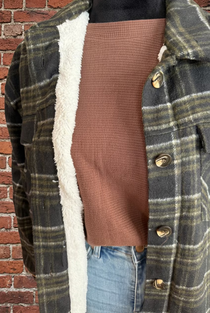 Flannel Sherpa Lined Shacket