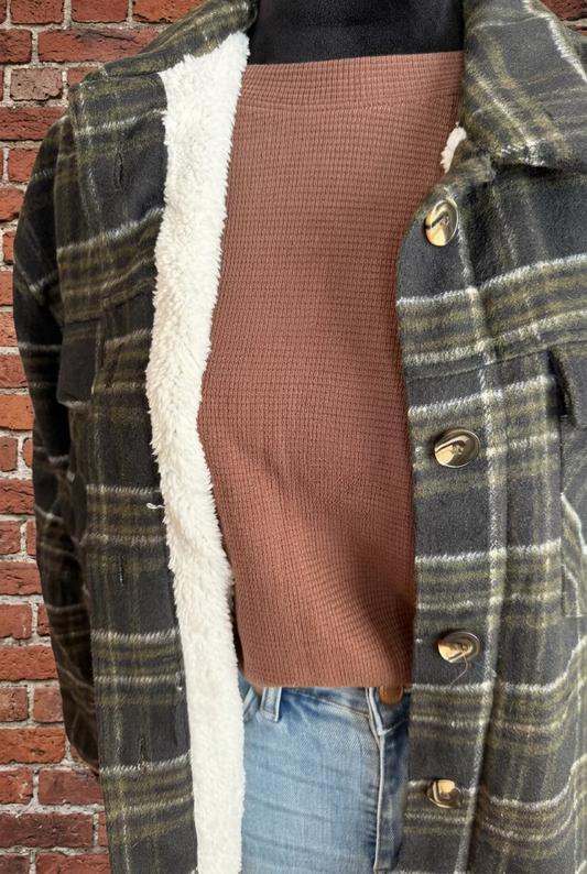 Flannel Sherpa Lined Shacket