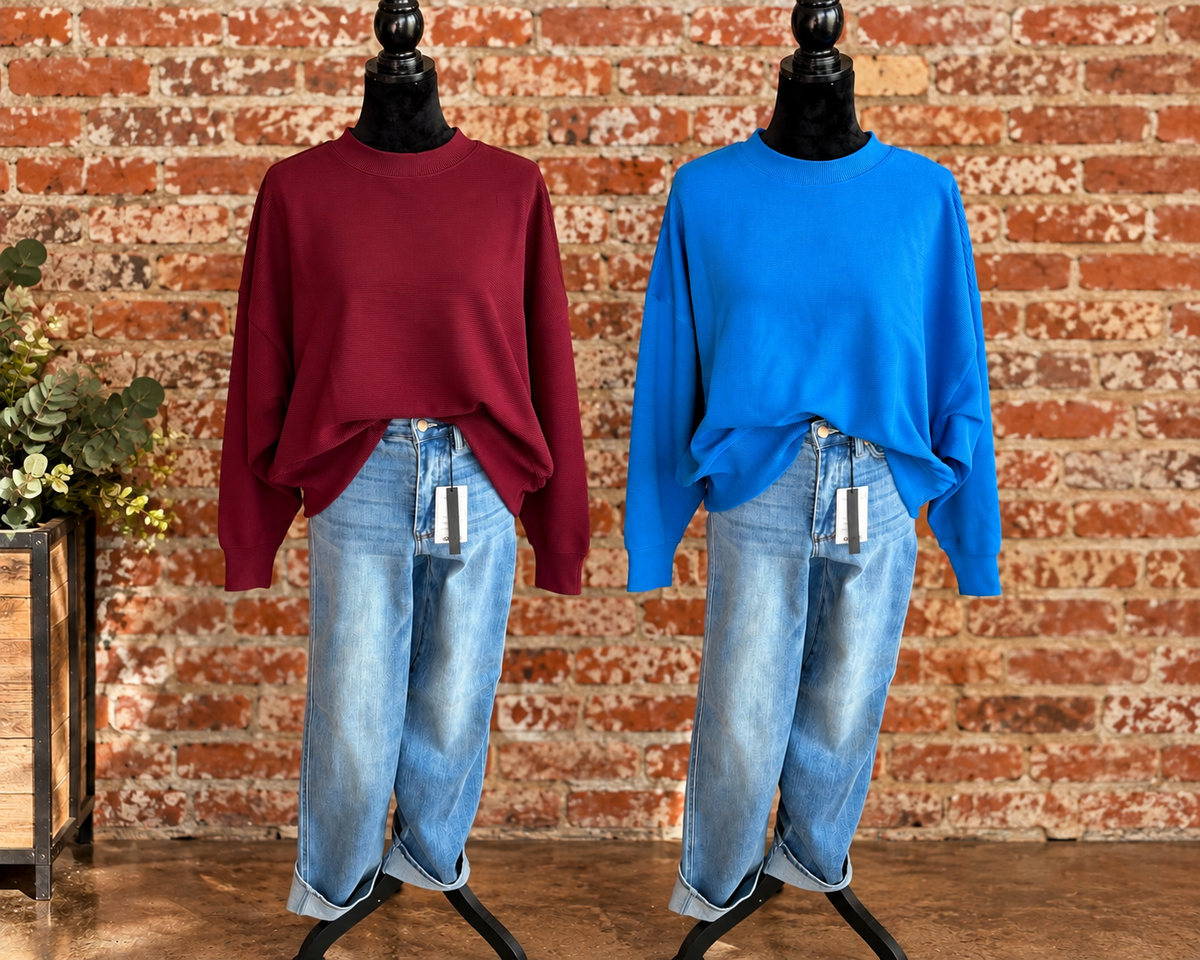Ribbed balloon sleeve top