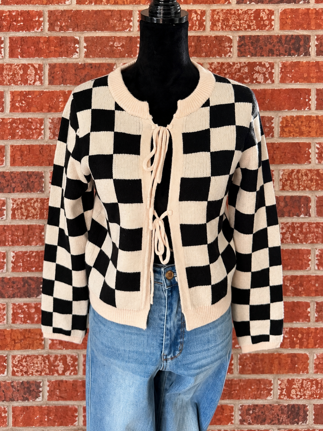Black Checkered Cardigan