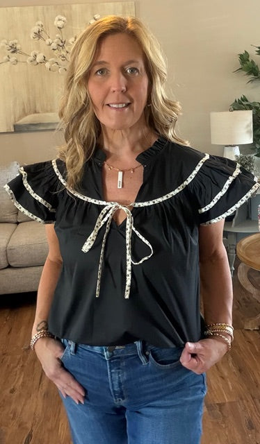 Black Ruffle Blouse