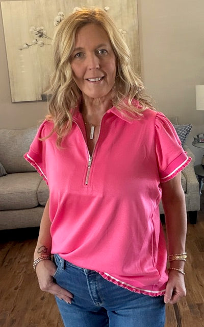 Ruffle Zip Top