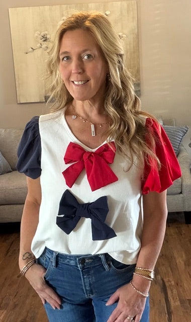 Red, White & Blue Bow Top