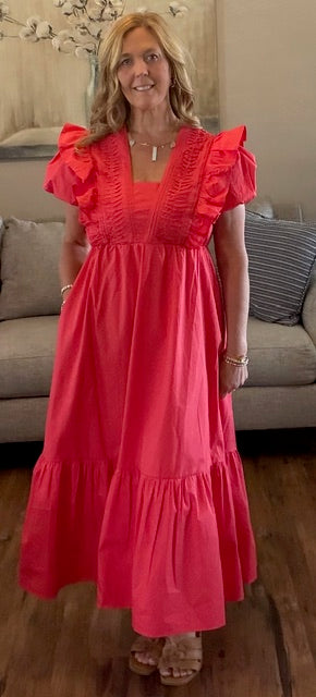 Red Ruffle Maxi Dress