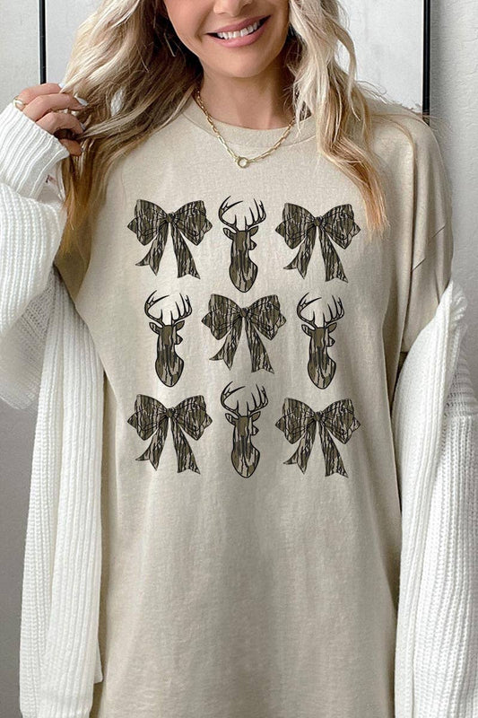 Deer Hunting Camo Bow Graphic Heavyweight Tee
