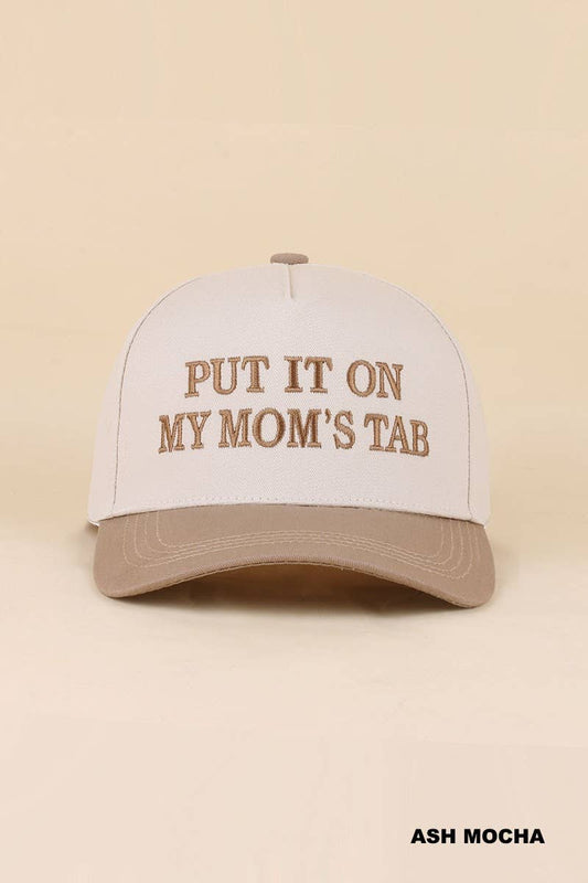 `Put It On My Husband's Tab Two Tone Canvas Cap: ASH MOCHA-199048 / OS