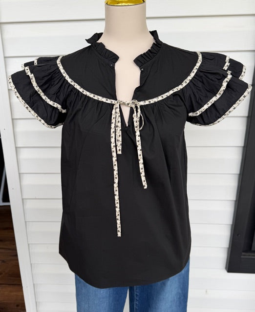 Black Ruffle Blouse